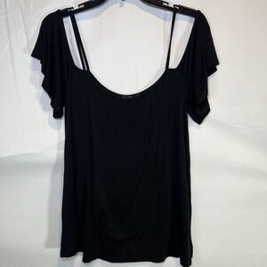 Zanzea Size 8 Womens Black Lightweight Open Back Cold Shoulder Cami‎ Top